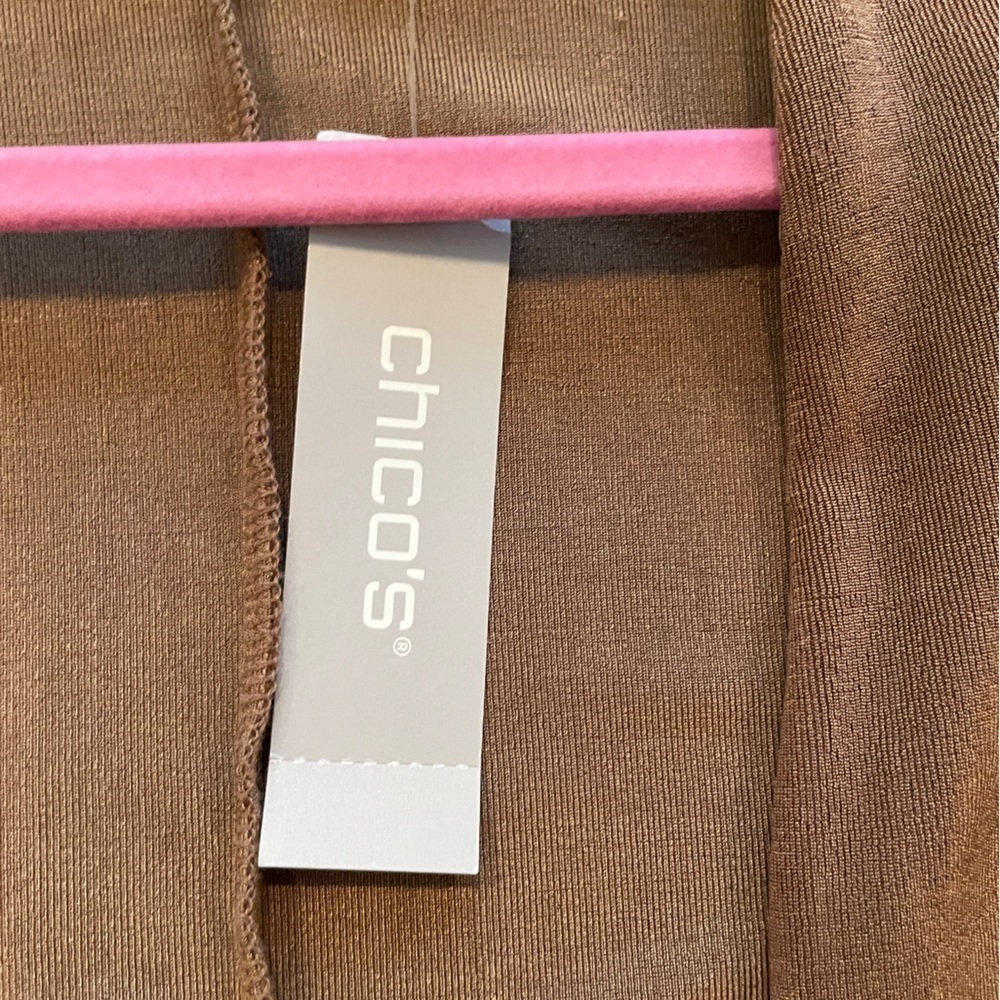 NWT Chico’s Travelers Women’s longline tie cardigan deep rum caramel SZ 8-10 - Picture 5 of 10